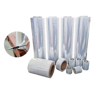 kualitas  50mm Soft LDPE Stretch Film Roll Transparent LDPE Sheet For Machine Wrap pabrik
