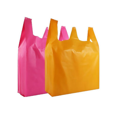 kualitas  30μm Heavy Duty Plastic Vest Carrier Bags LDPE For Restaurants pabrik