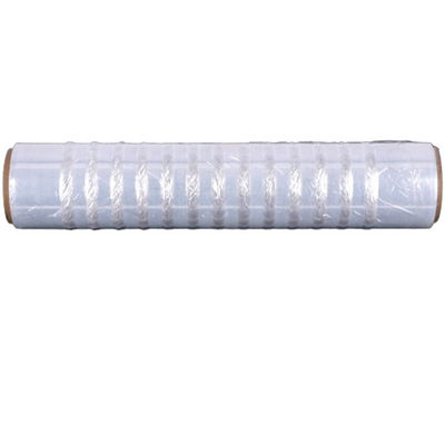 Film peregangan LDPE transparan dengan ventilasi 420mm x 1200m Pre Stretch Palet Wrap