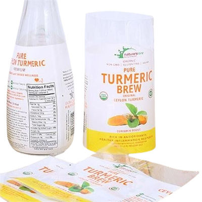 Daur ulang PETG mengecilkan lengan label film gulung disesuaikan untuk botol