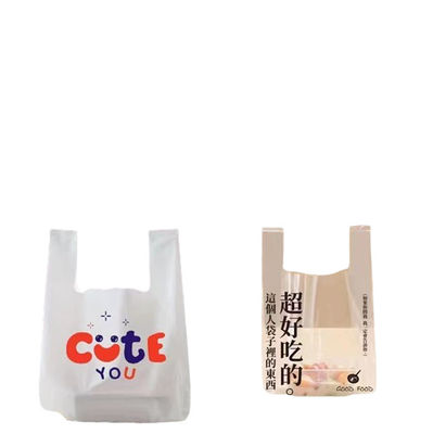 Virgin PE Cetak Plastik Vest Tas Kantong Custom Ukuran Untuk Belanja