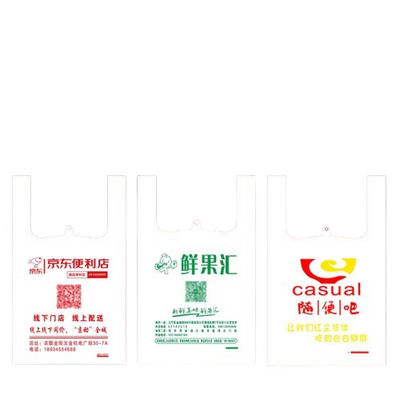 Grocery Food Poly Plastic Vest Tas Pengangkut 11x17x21 In Untuk Takeaways